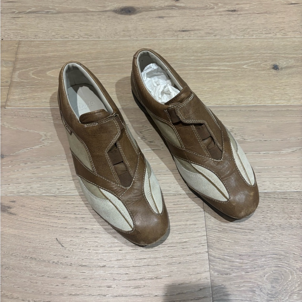 Clark’s Men's Slip-On Leather & Suede Sneakers in Brown and Cream